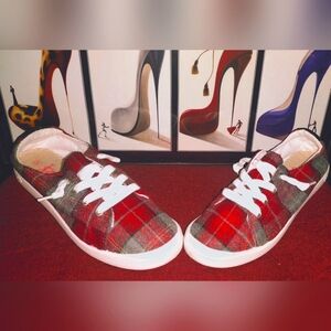 Grey|Red Plaid "Jelly Pop" Sneakers